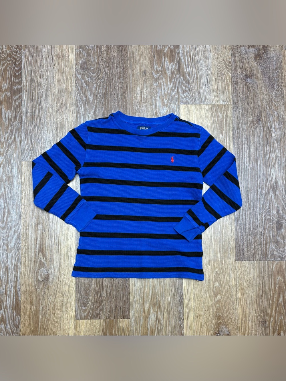 Polo by Ralph Lauren Blue & Black Striped Long-Sleeve Tee with Red Pony